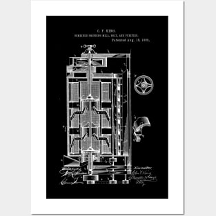 Combined Grinding Mill, Bolt and Purifier Vintage Patent Hand Drawing Posters and Art